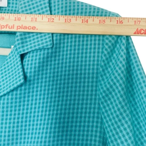 Miss Dorby Aqua and White Checked Short-Sleeved Jacket and Midi Dress Set 10P - Picture 9 of 15